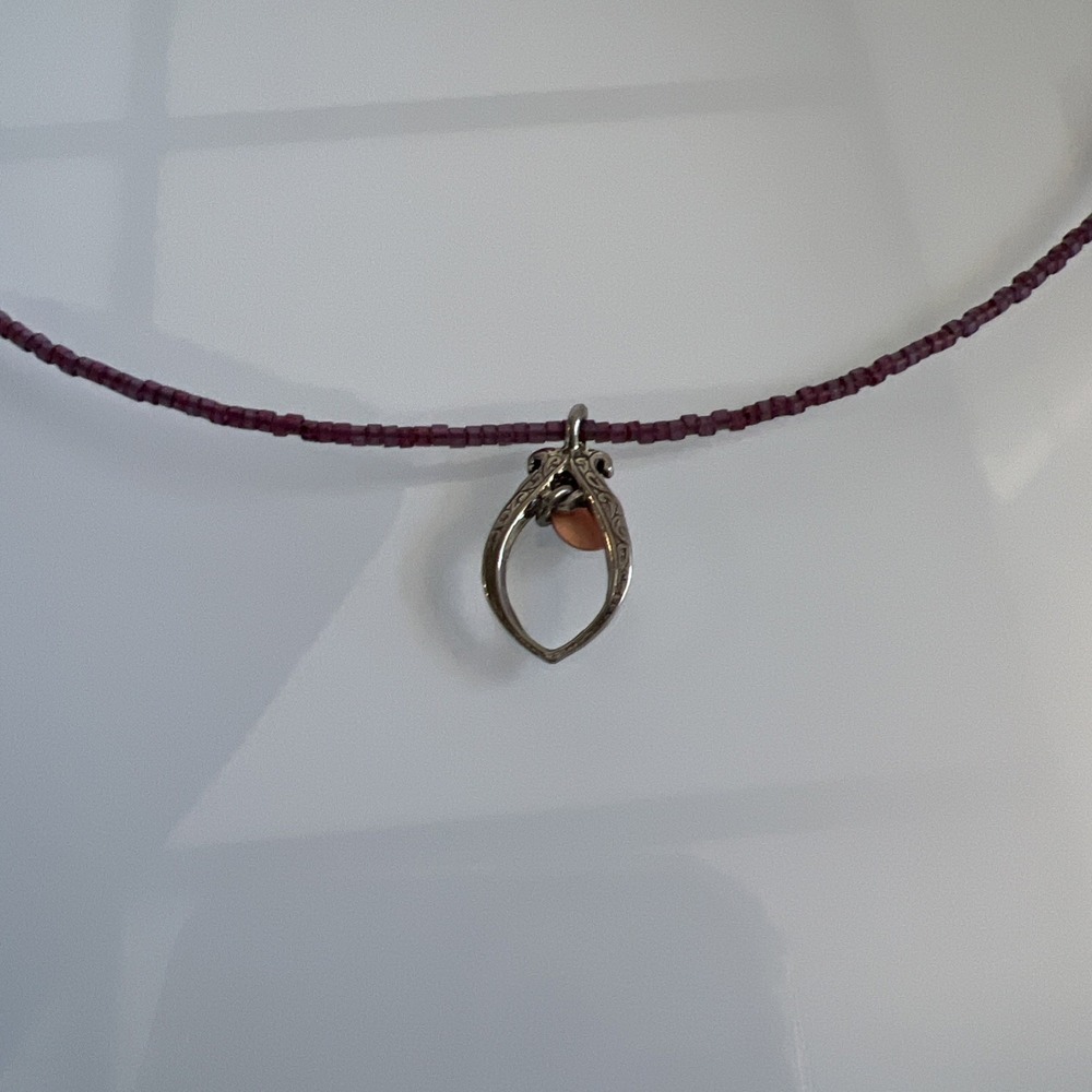 Free Spirit Peyote Bird Beaded Layered Necklace Silver Green Purple - Picture 6 of 9
